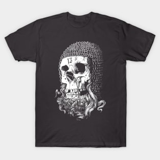 Templar Skull (white on background colour) T-Shirt